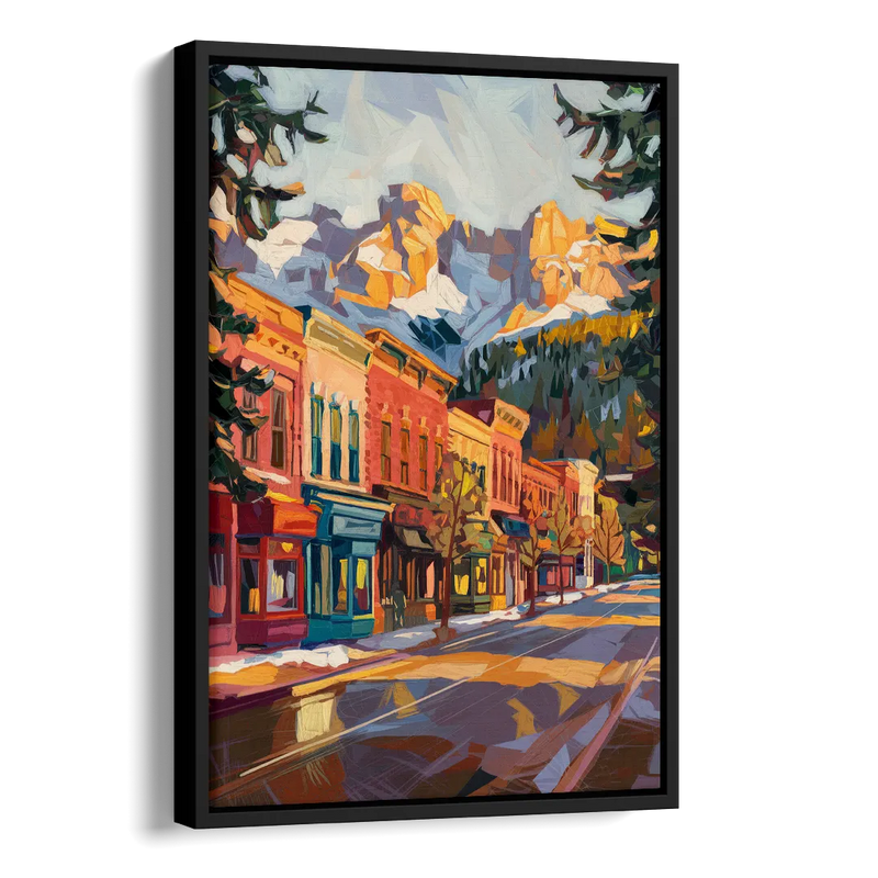 Telluride Downtown Charm Side - Black Canvas Wall Art