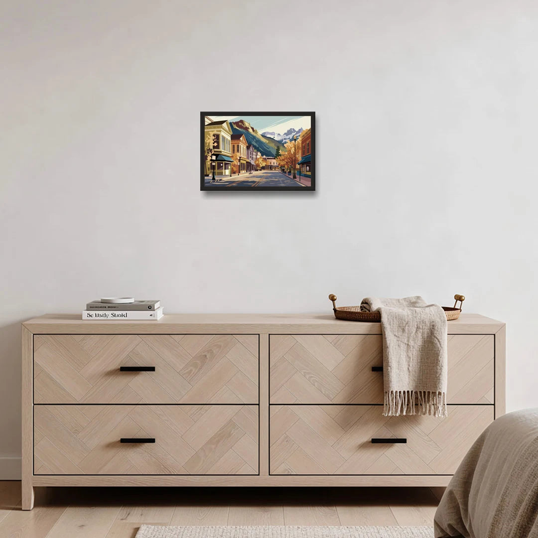 Telluride Historic Main Street - Black Framed Canvas Wall Art - Coffee Table - 18x12
