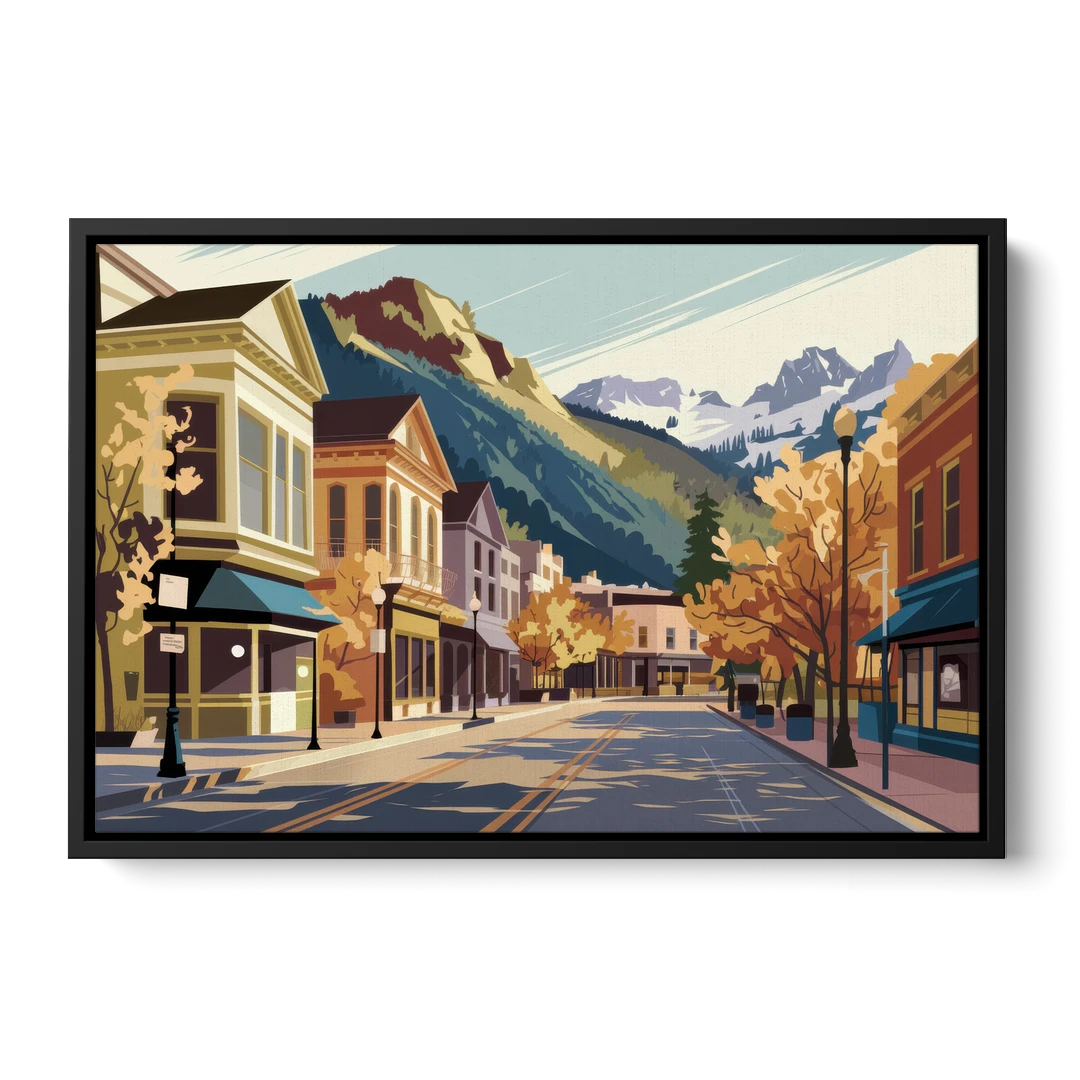 Telluride Historic Main Street - Black Framed Canvas Wall Art - Front