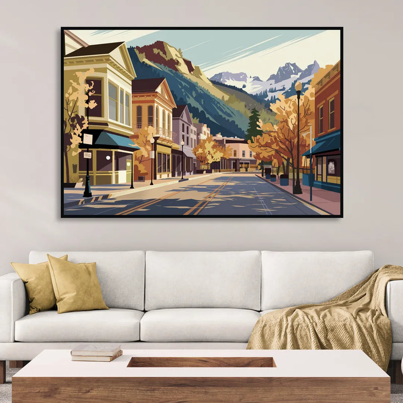 Telluride Historic Main Street Sitting Room - Black Canvas Wall Art