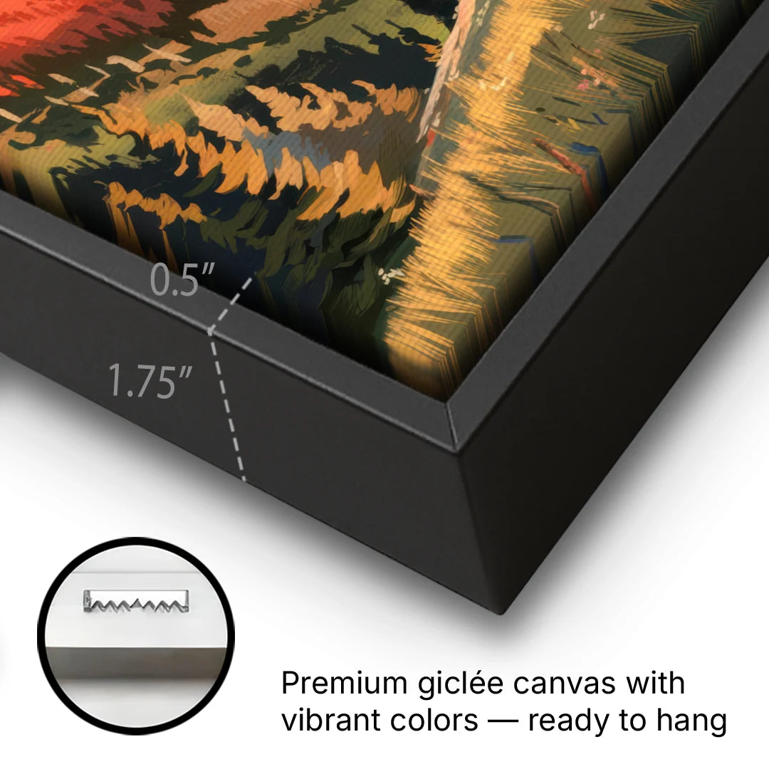 Telluride Mountain Sunset - Black Framed Canvas Wall Art - Gallery Wrap Corner