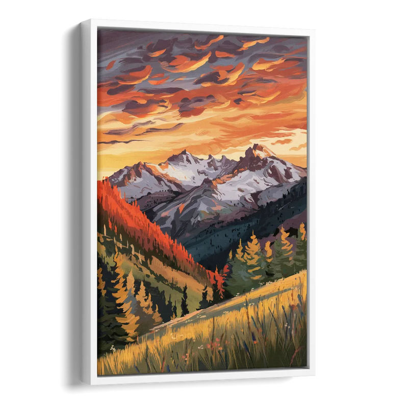 Telluride Mountain Sunset Side - White Canvas Wall Art
