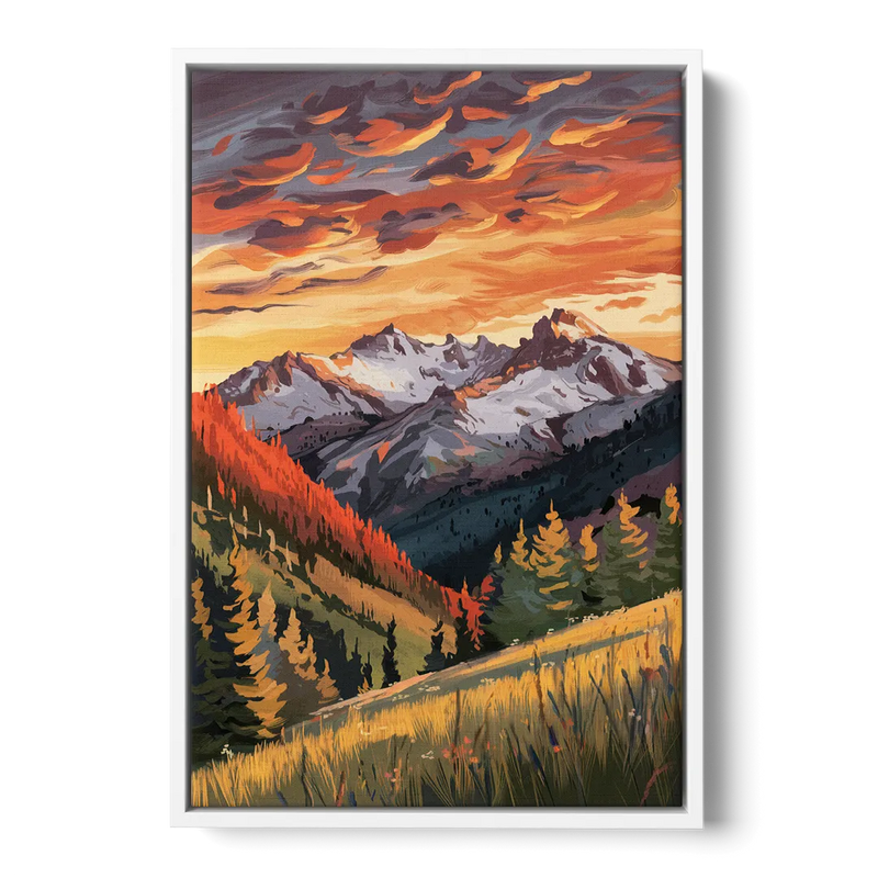 Telluride Mountain Sunset Front - White Canvas Wall Art