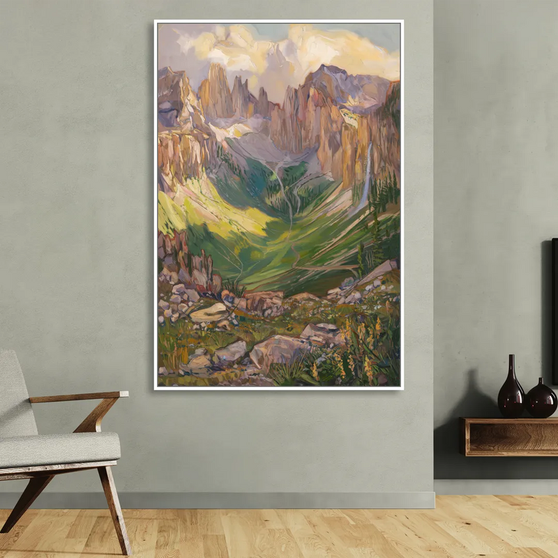 Telluride Rocky Mountain Peaks Living Room - White Canvas Wall Art
