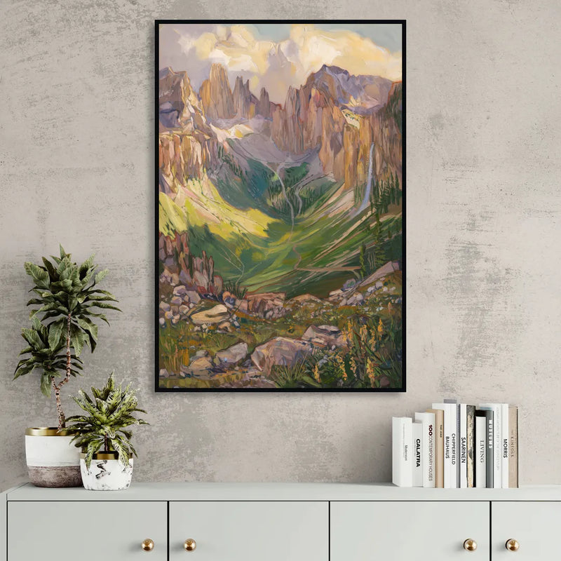 Telluride Rocky Mountain Peaks Sitting Room - Black Canvas Wall Art