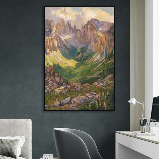 Telluride Rocky Mountain Peaks Living Room - Black Canvas Wall Art