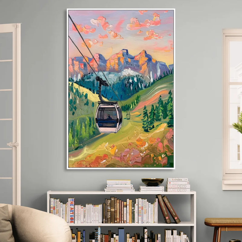 Telluride Scenic Gondola Ride Living Room - White Canvas Wall Art