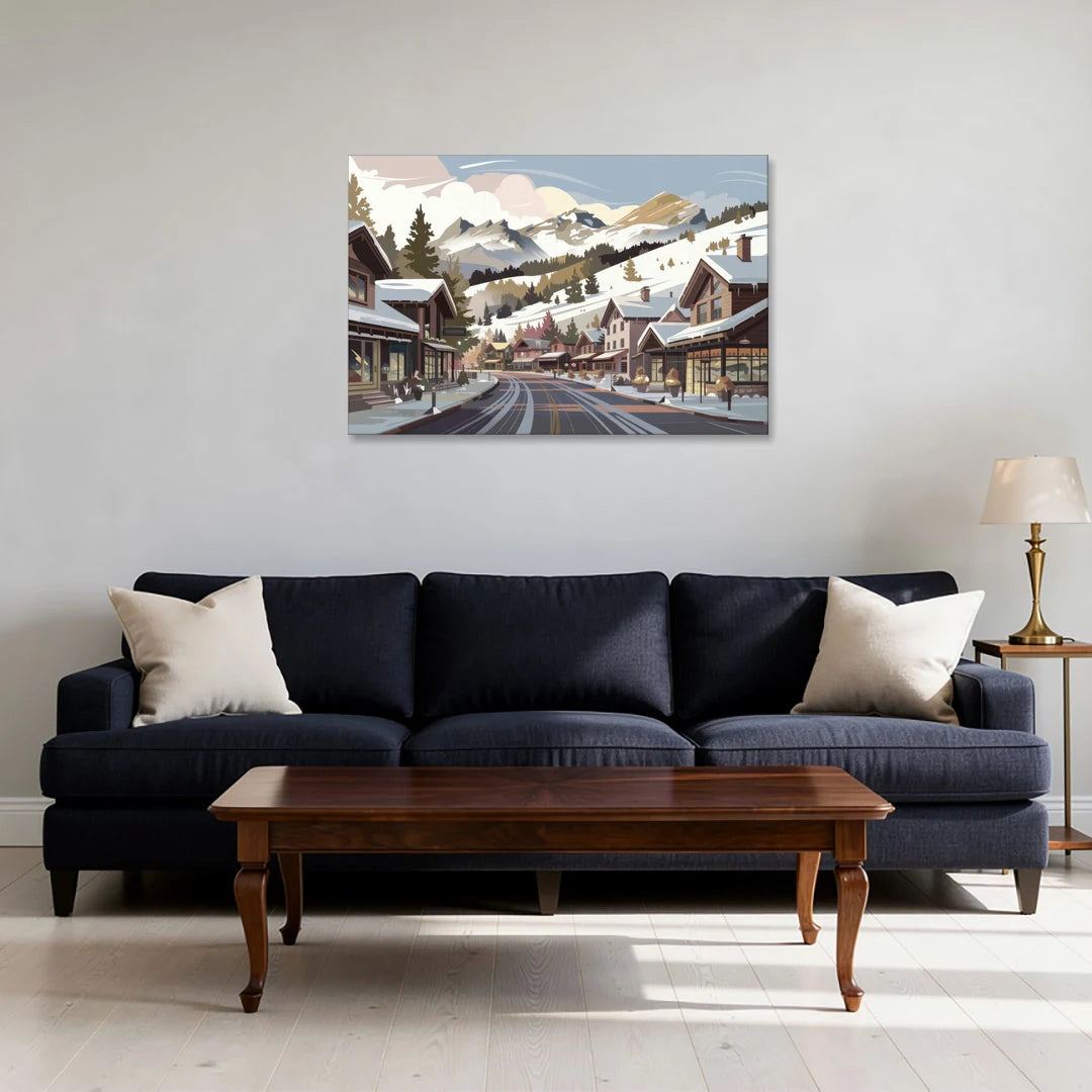 Telluride Ski Village View - Canvas Wall Art - Sofa - 36x24