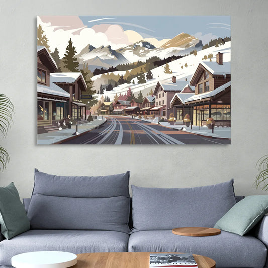Telluride Ski Village View Living Room - Canvas Wall Art