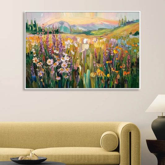 Telluride Summer Wildflowers Living Room - White Canvas Wall Art