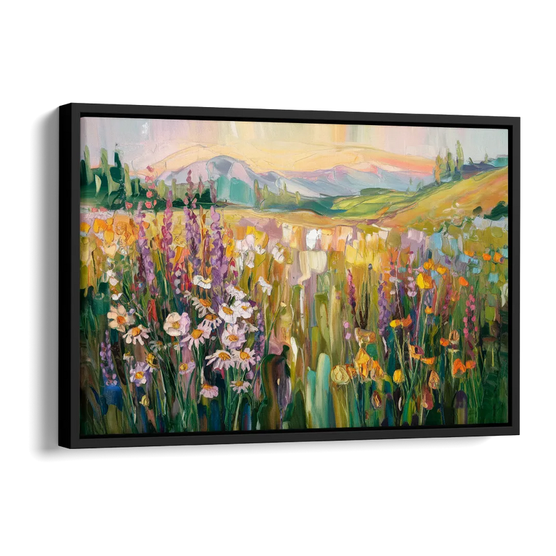Telluride Summer Wildflowers Side - Black Canvas Wall Art