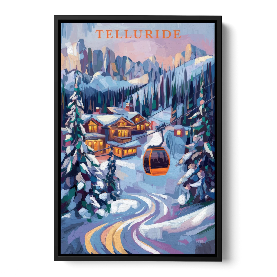 Telluride Winter Wonderland - Black Framed Canvas Wall Art - Front
