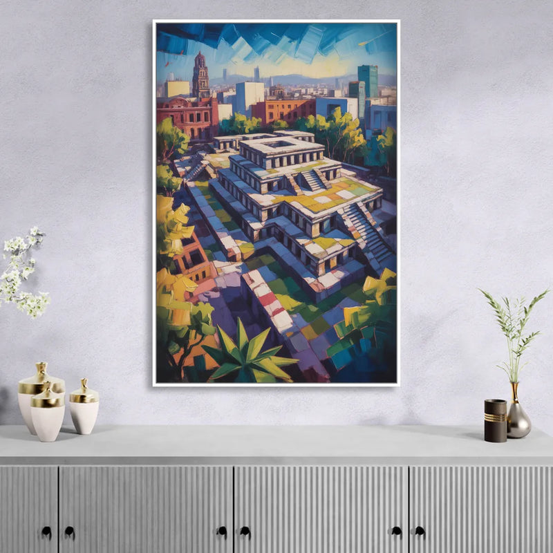 Templo Mayor Ruins Living Room - White Canvas Wall Art