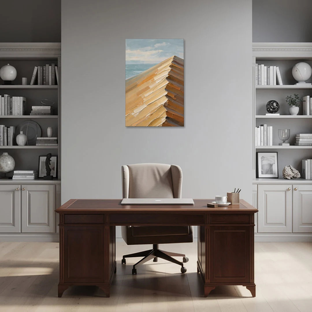 Textured Beige Abstract Dune Crest - Canvas Wall Art - Office - 24x36
