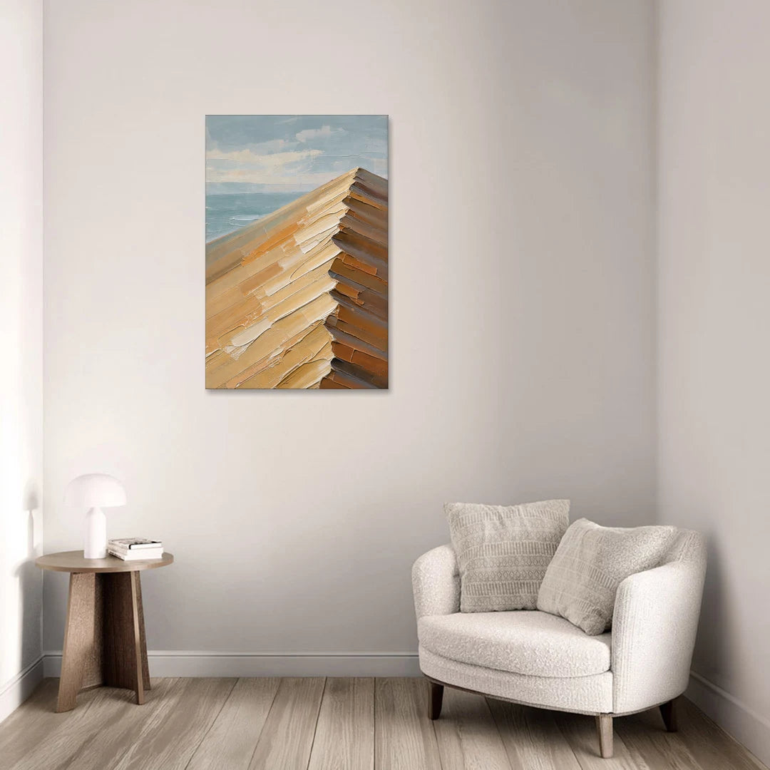 Textured Beige Abstract Dune Crest - Canvas Wall Art - Sofa - 24x36