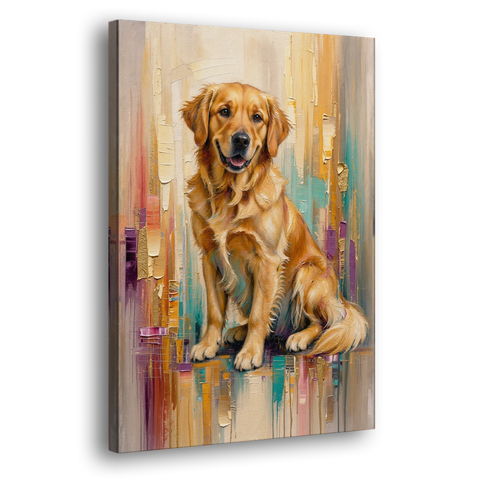 Textured Golden Retriever in Amber Light - Canvas Wall Art
