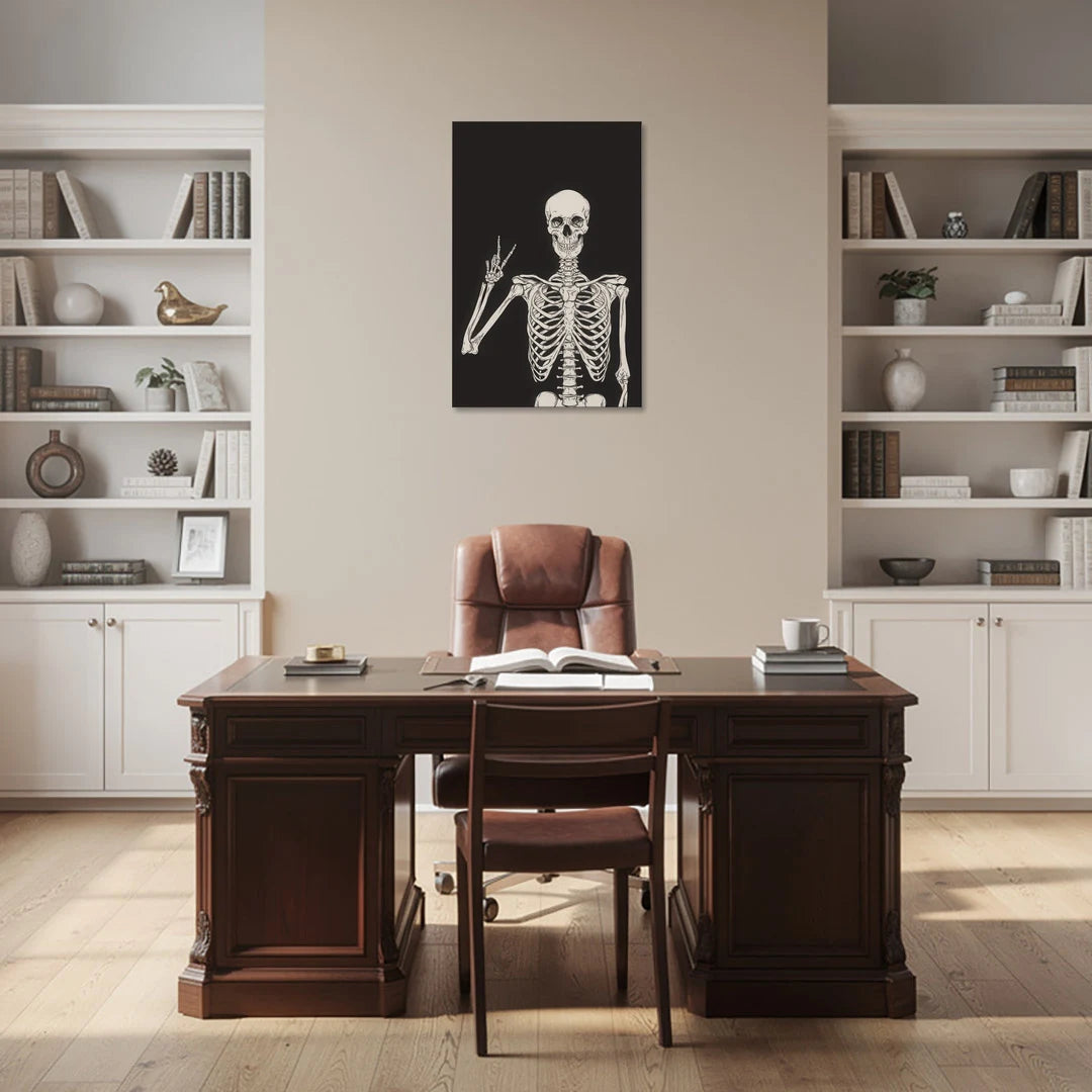 The Cool Halloween Skeleton - Canvas Wall Art - Office - 24x36