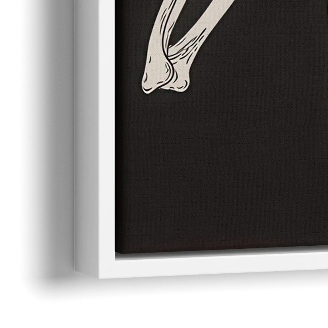 The Cool Halloween Skeleton - Close-Up White Frame Canvas