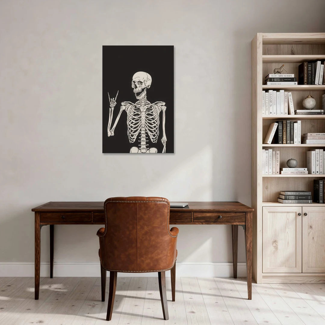 The Fun Halloween Skeleton - Canvas Wall Art - Office - 24x36