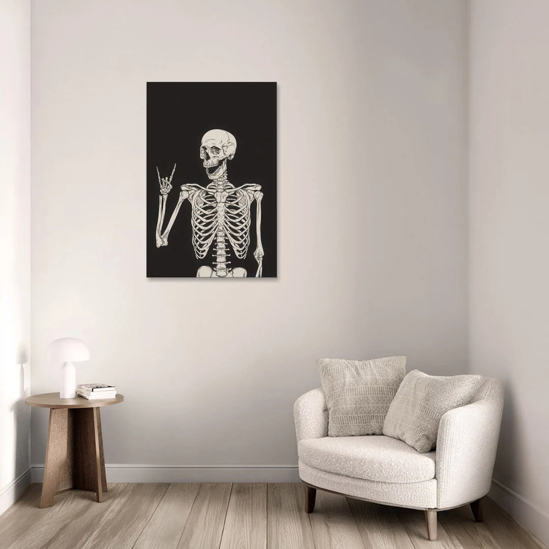 The Fun Halloween Skeleton - Canvas Wall Art - Sofa - 24x36