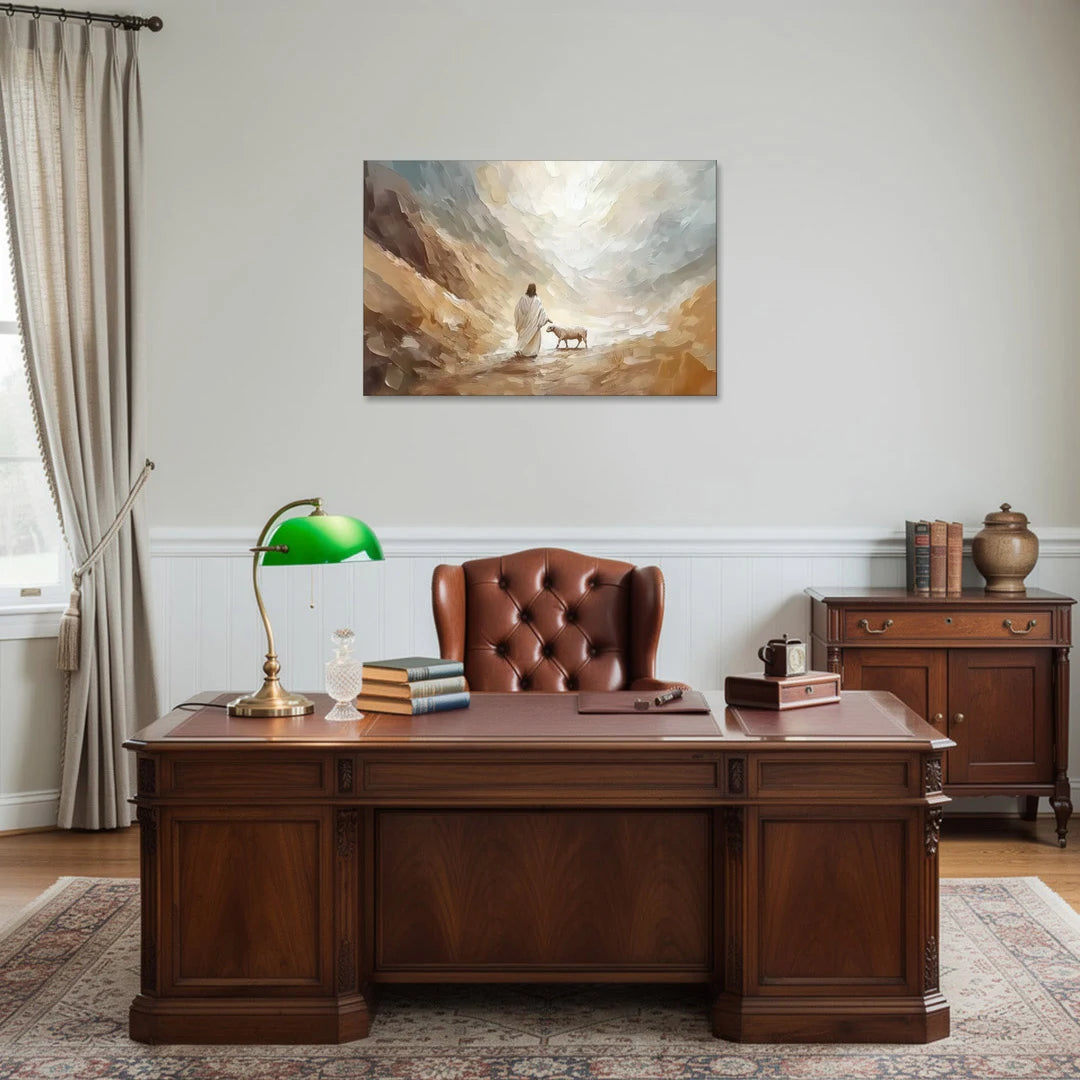 The Good Shepherd Abstract Christian - Canvas Wall Art - Office - 36x24