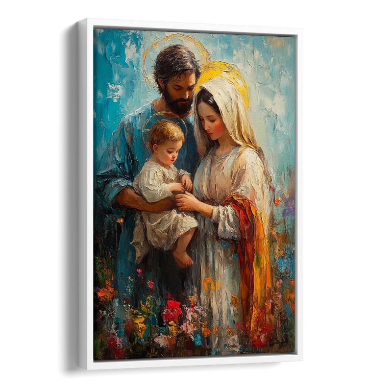The Holy Family Christian Abstract Side - White Canvas Wall Art