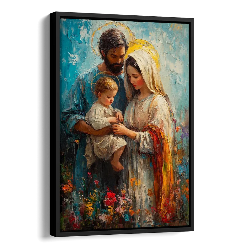 The Holy Family Christian Abstract Side - Black Canvas Wall Art