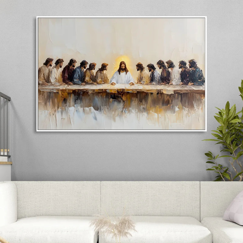 The Last Supper Modern Christian Living Room - White Canvas Wall Art