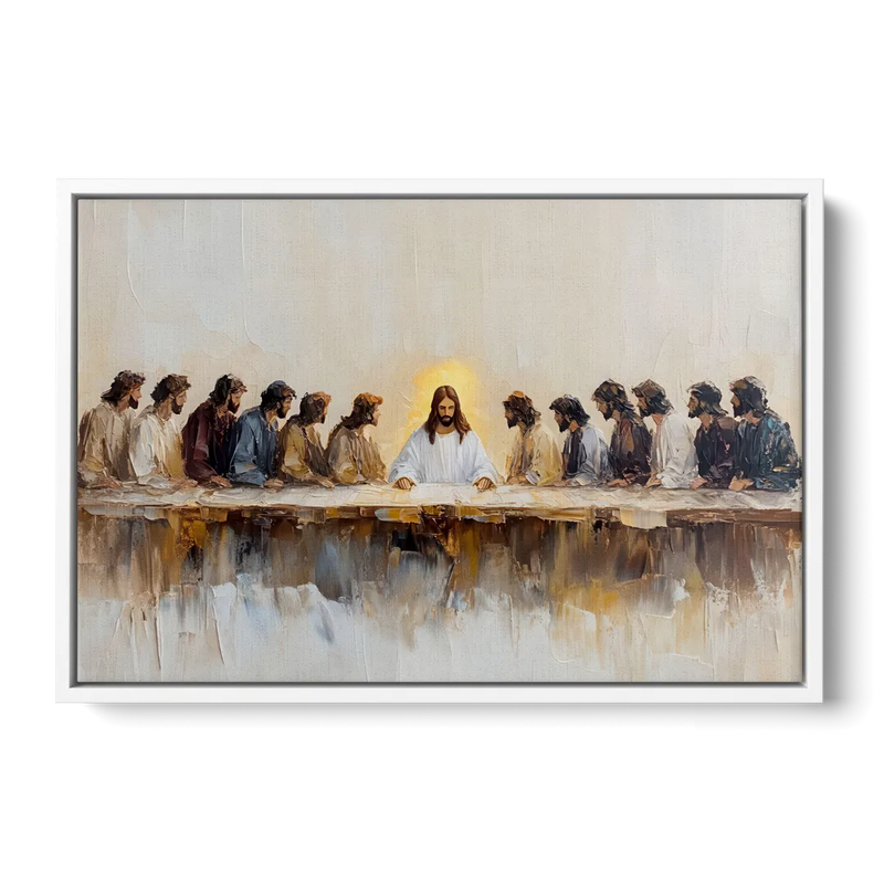 The Last Supper Modern Christian Front - White Canvas Wall Art