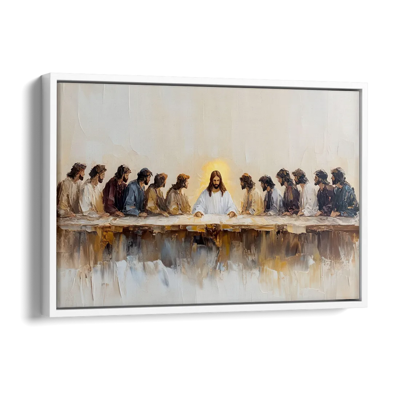 The Last Supper Modern Christian Side - White Canvas Wall Art