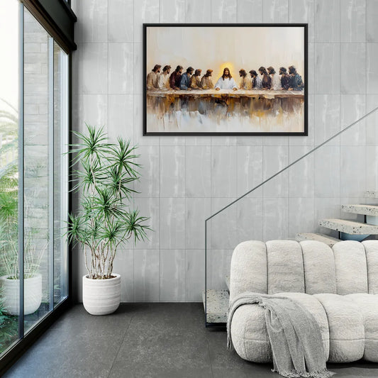 The Last Supper Modern Christian - Living Room Black Frame Canvas
