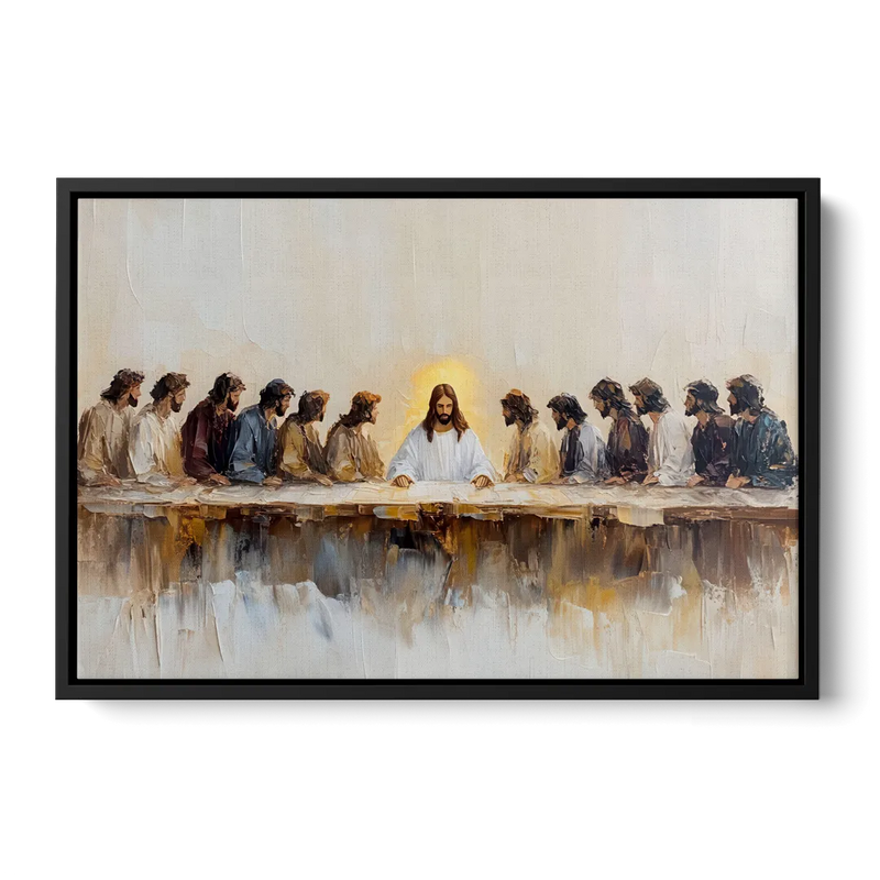 The Last Supper Modern Christian Front - Black Canvas Wall Art