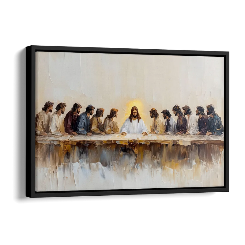 The Last Supper Modern Christian Side - Black Canvas Wall Art