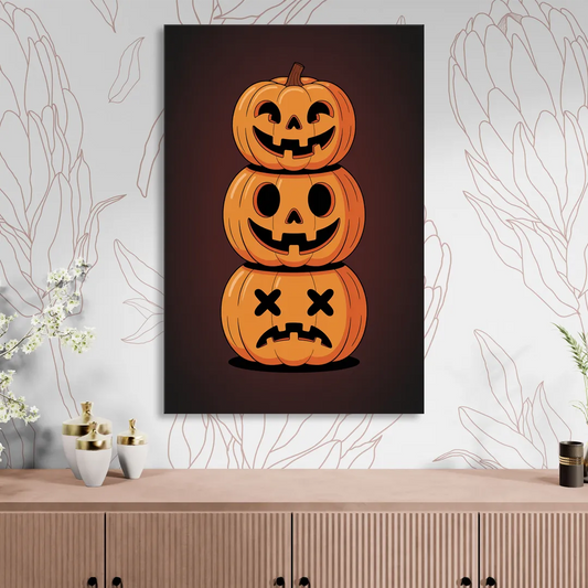 The Three Pumpkins Living Room - Canvas Wall Art