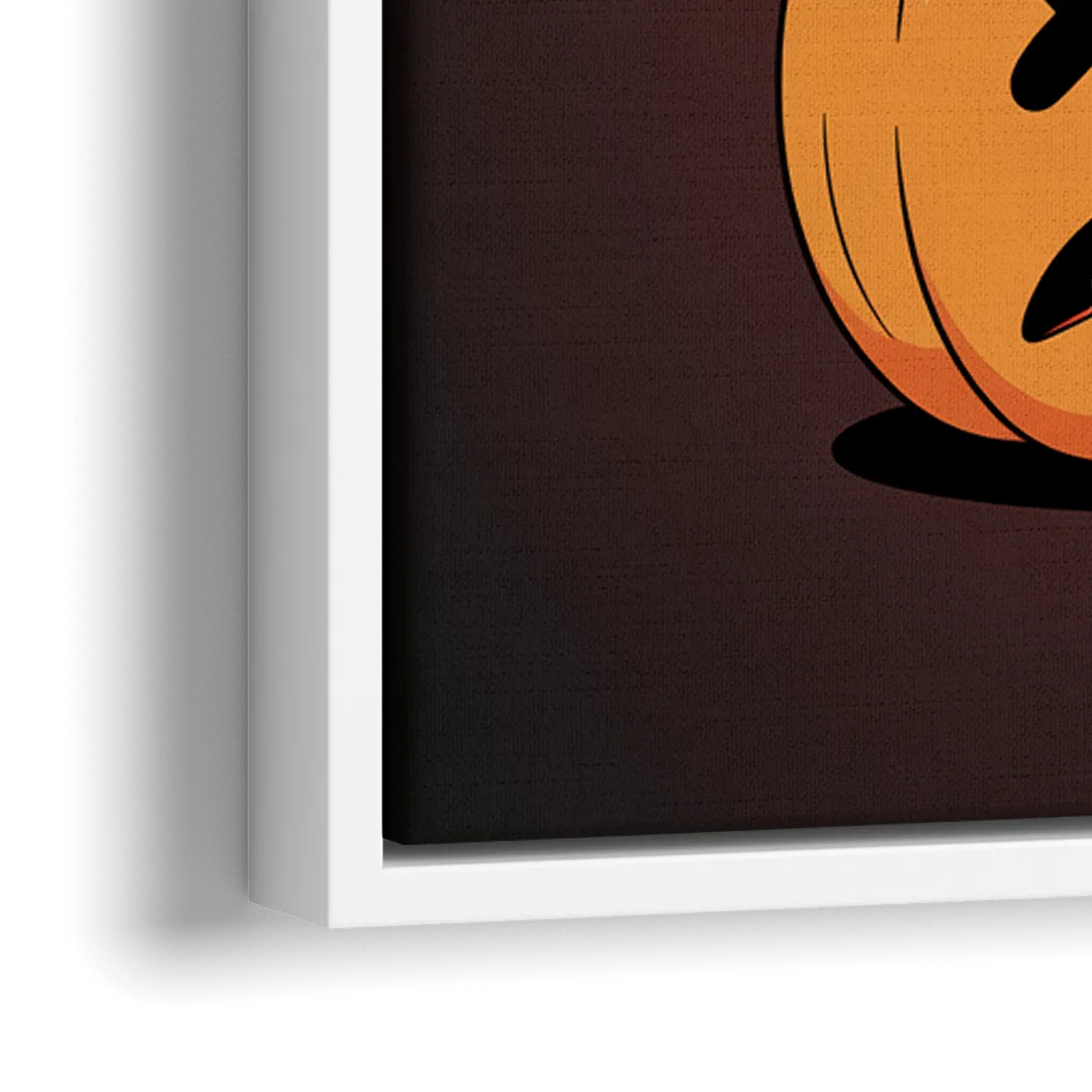 The Three Pumpkins - Close-Up White Frame Canvas