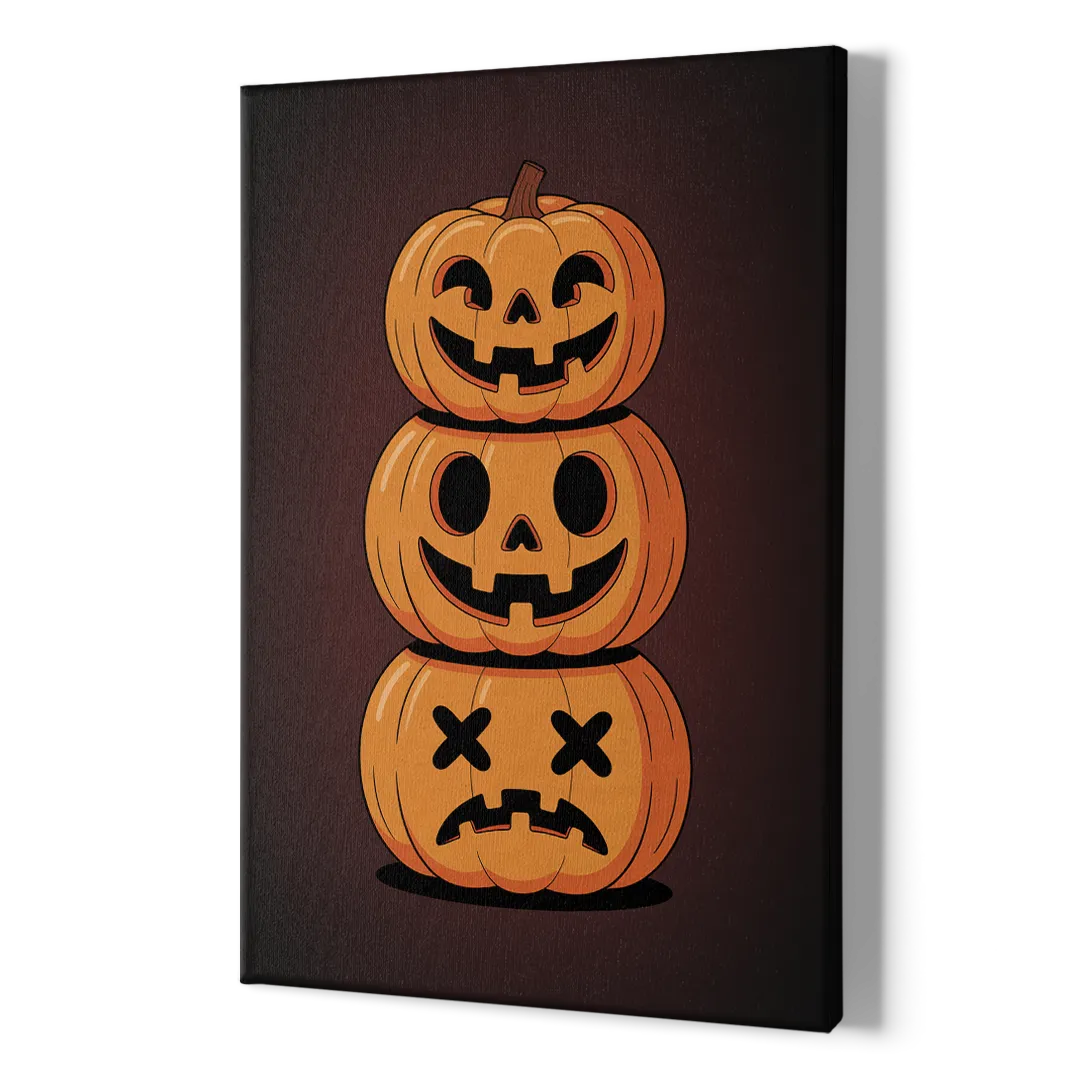 The Three Pumpkins - Canvas Print Art Sides