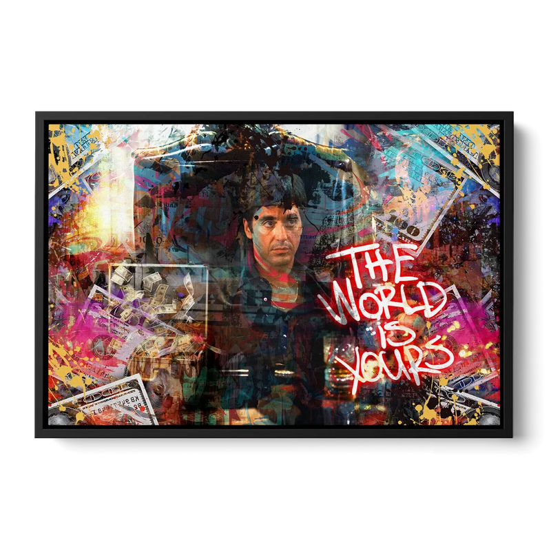 The World is Yours Front - Black Canvas Wall Art