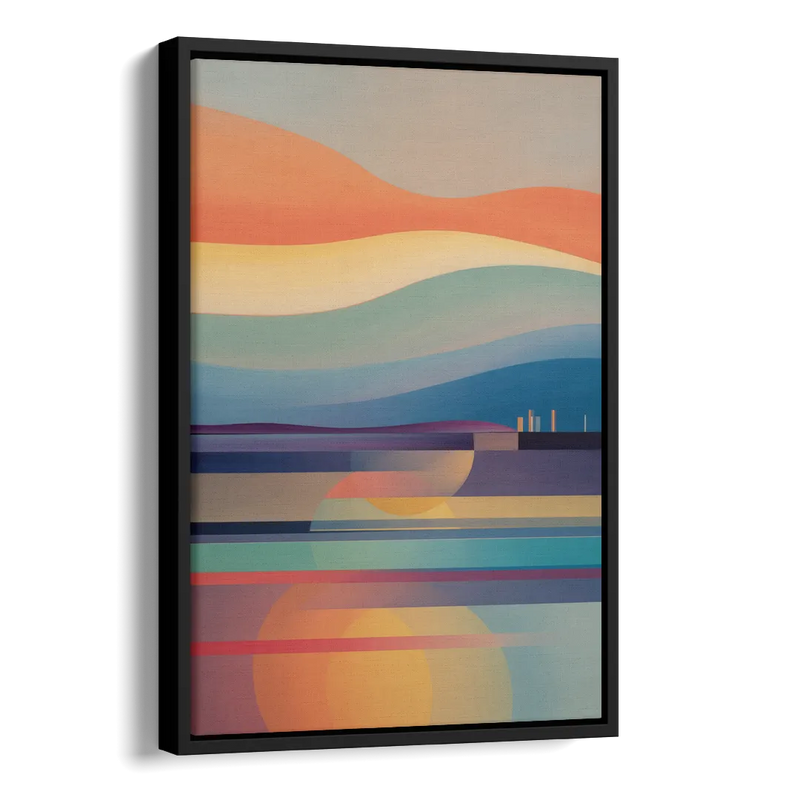 Thermaic Gulf Sunset Side - Black Canvas Wall Art