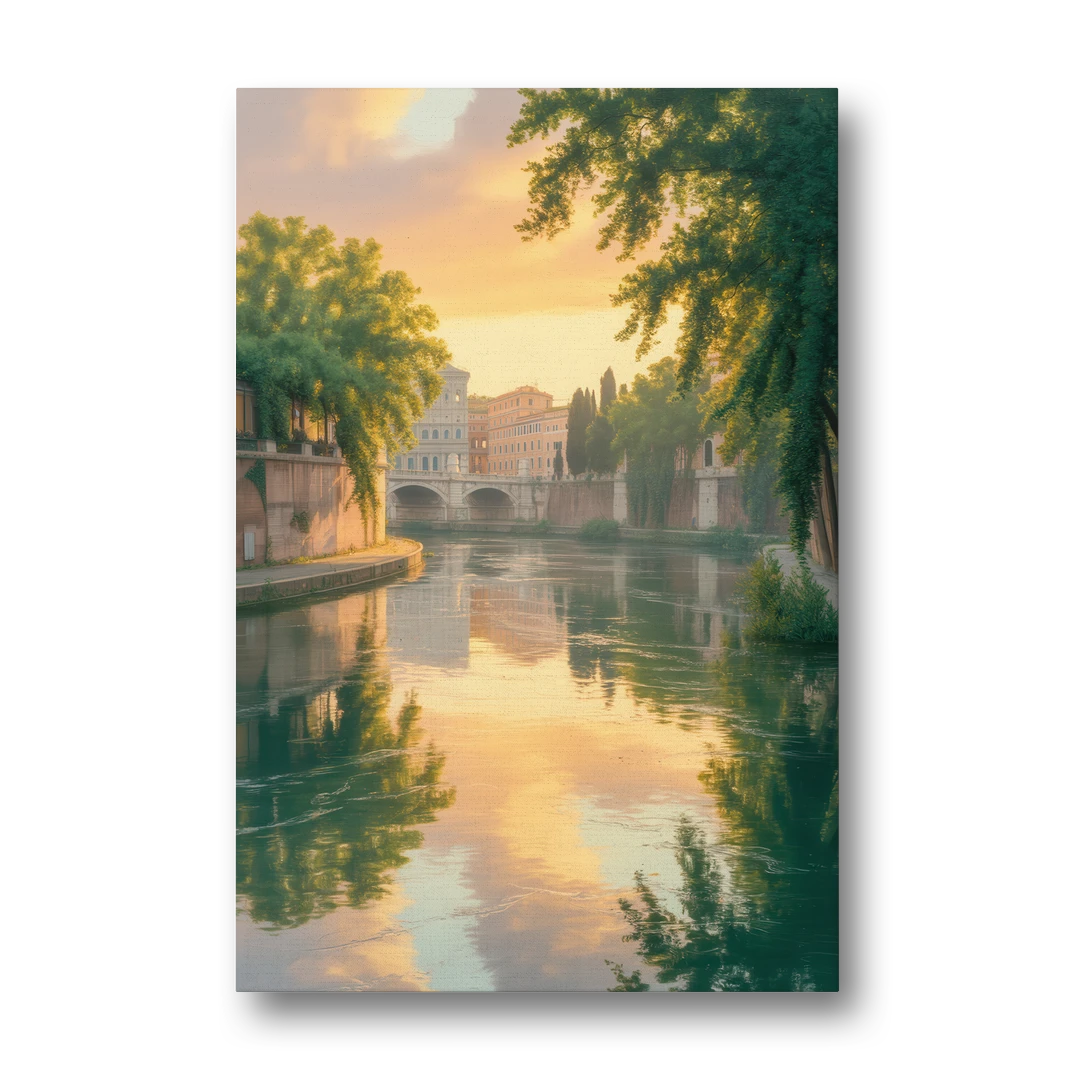 Tiber River Reflections - Canvas Wall Art - Front