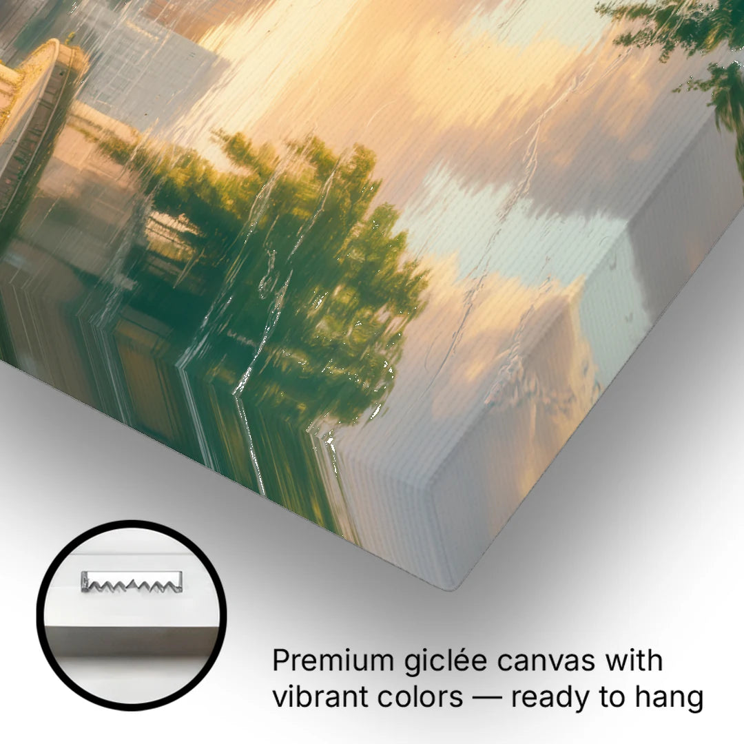 Tiber River Reflections - Canvas Wall Art - Gallery Wrap Corner