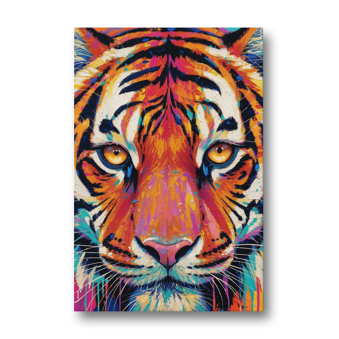 Tiger Eyes Painting in Electric Strokes - Canvas Wall Art - Front