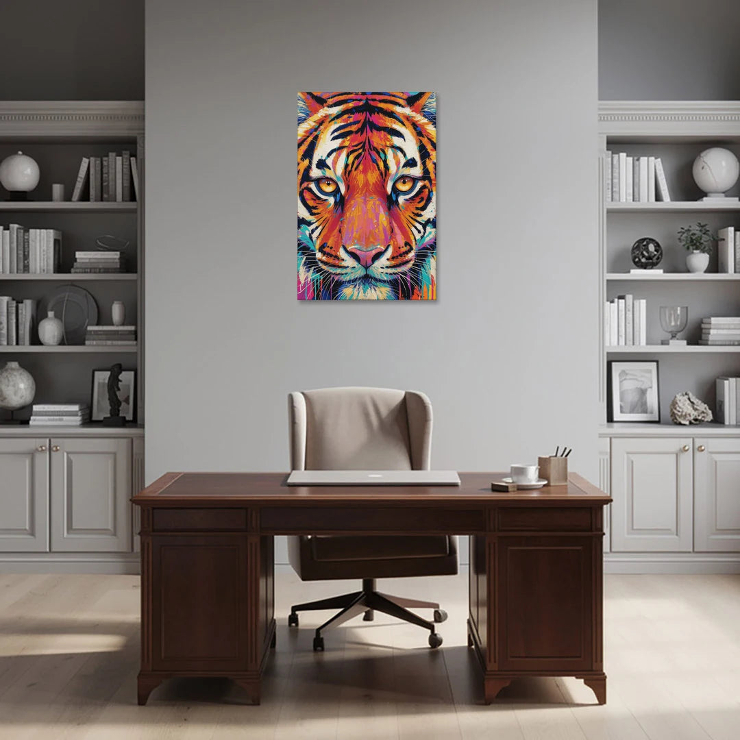 Tiger Eyes Painting in Electric Strokes - Canvas Wall Art - Office - 24x36