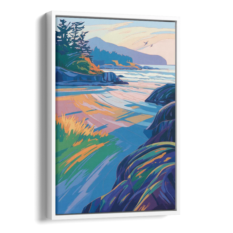Tofino Coastline Side - White Canvas Wall Art