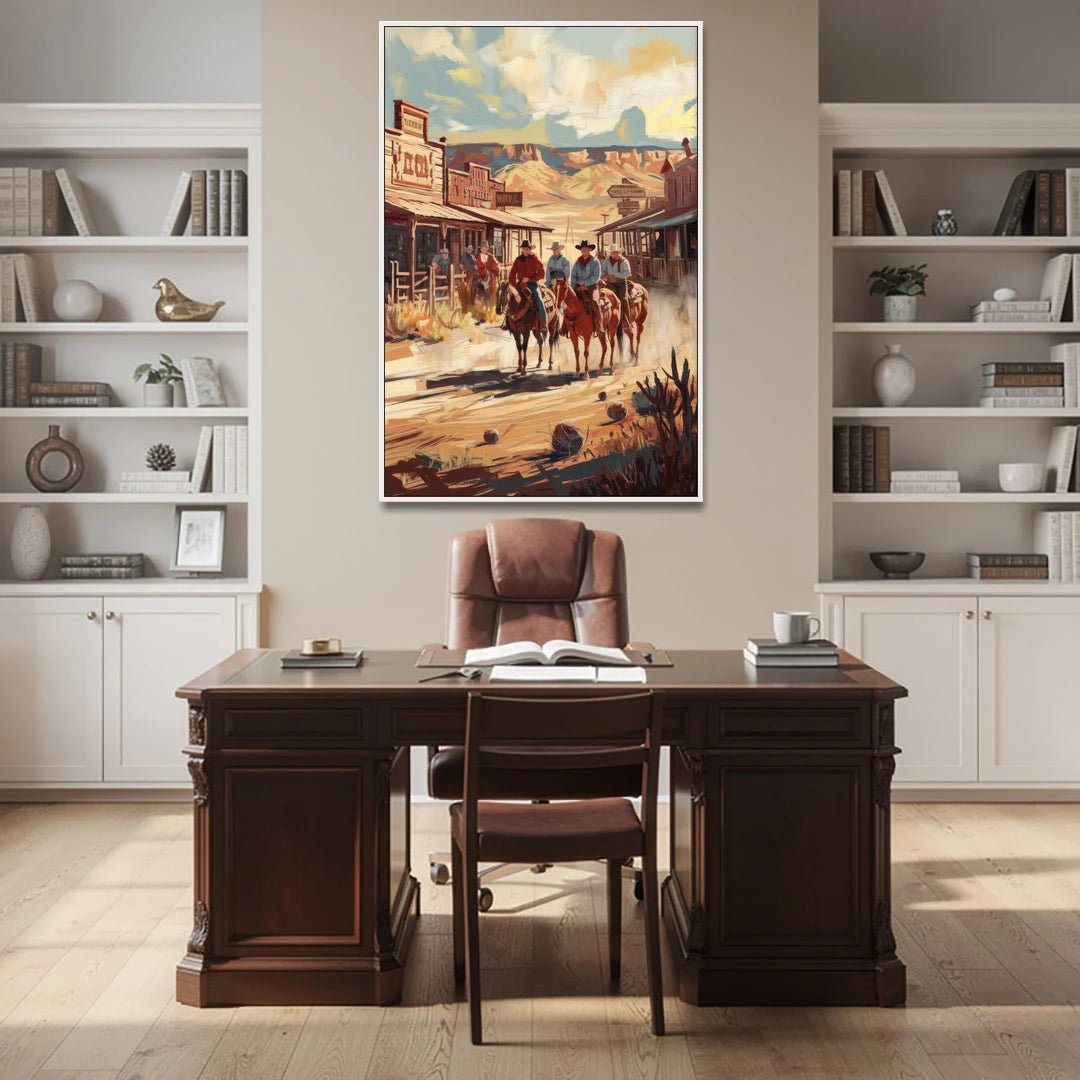 Tombstone Arizona Frontier - White Framed Canvas Wall Art - Office - 40x60