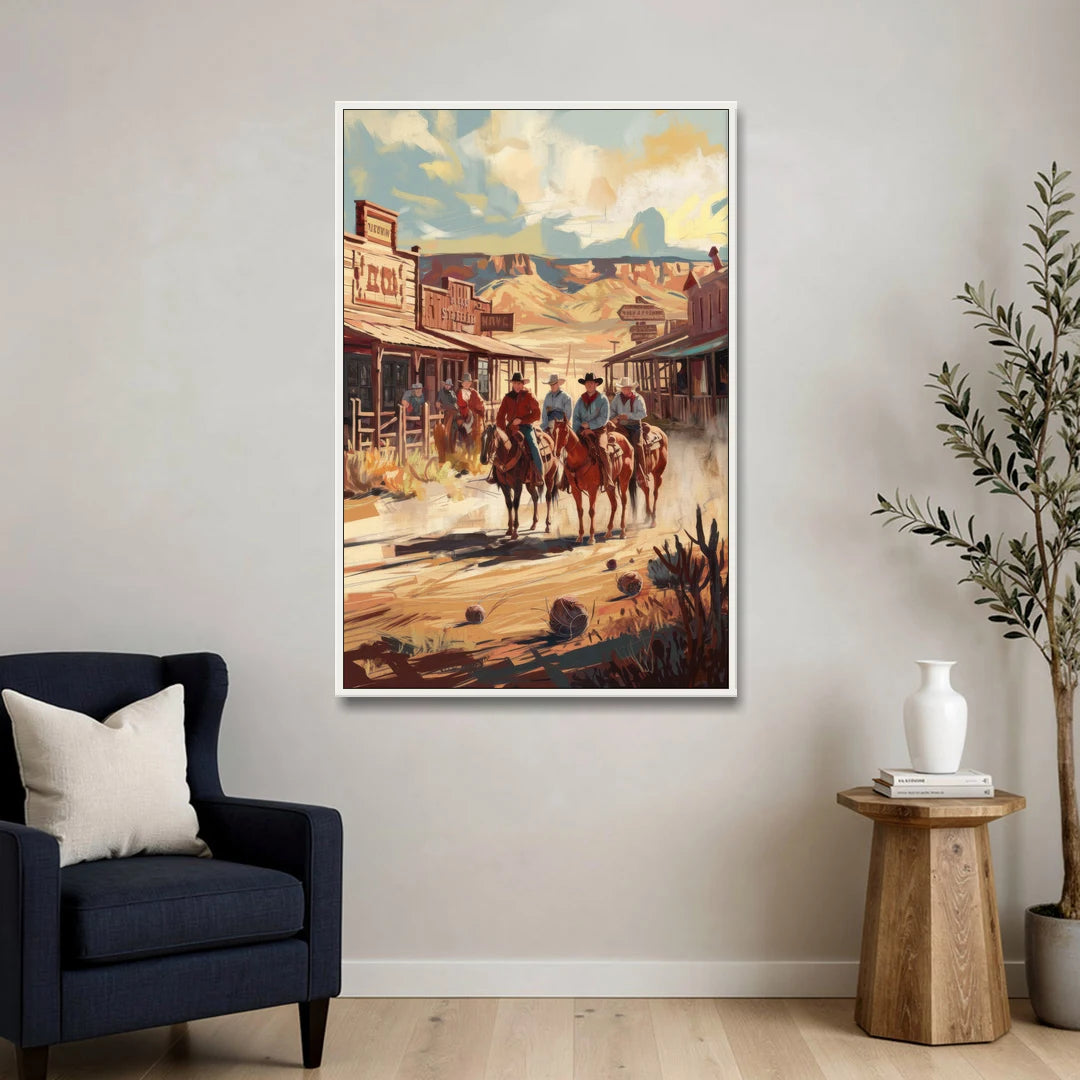 Tombstone Arizona Frontier - White Framed Canvas Wall Art - Sofa - 32x48