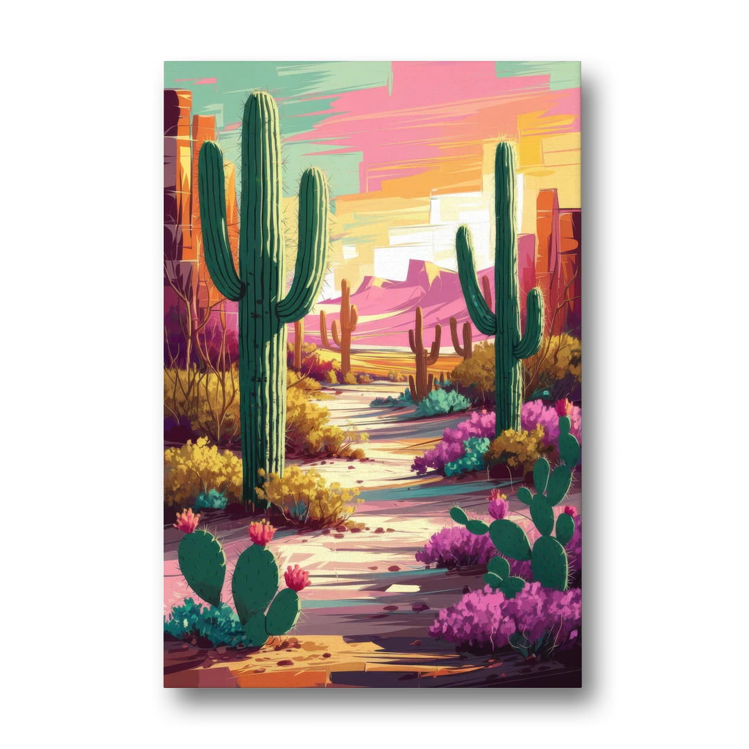 Tombstone Cactus Landscape - Canvas Wall Art - Front