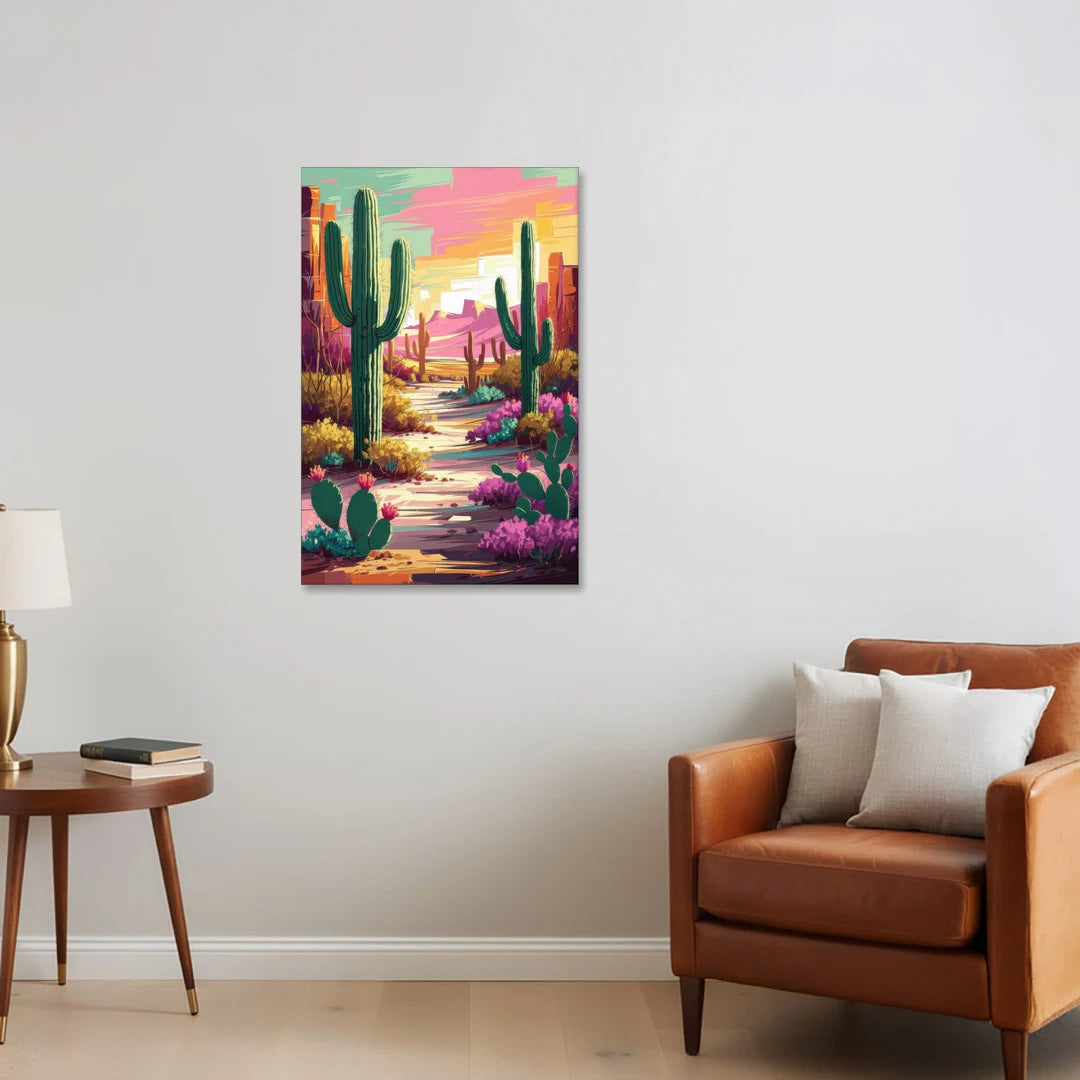 Tombstone Cactus Landscape - Canvas Wall Art - Sofa - 24x36