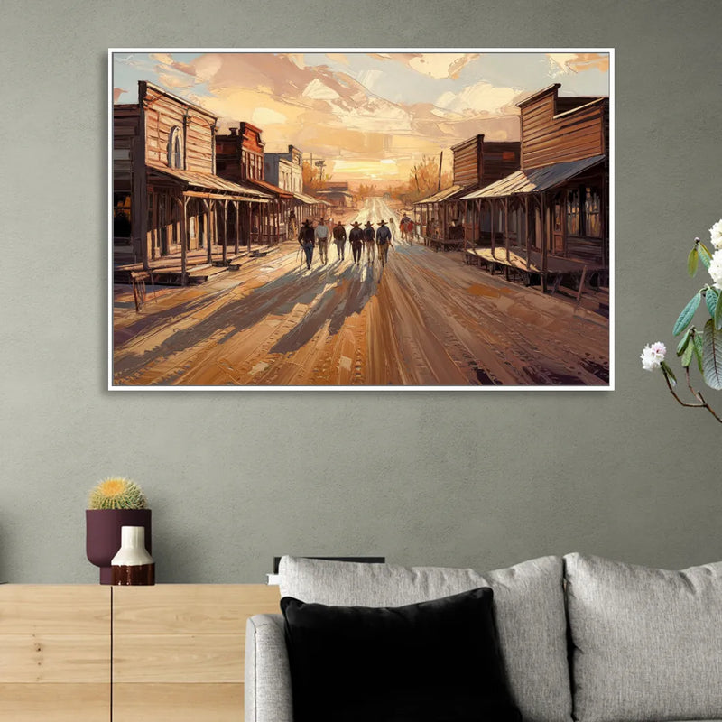 Tombstone Historic Main Street Living Room - White Canvas Wall Art
