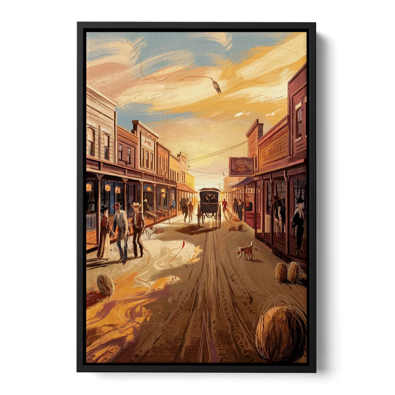 Tombstone Wild West Vibes Front - Black Canvas Wall Art