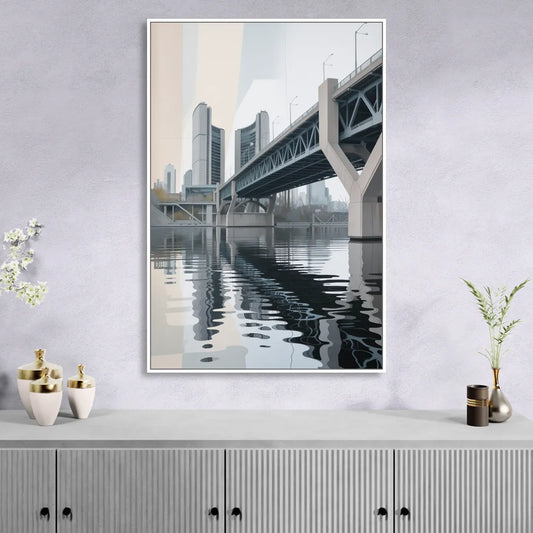Toronto Cherry Street Bridge Living Room - White Canvas Wall Art